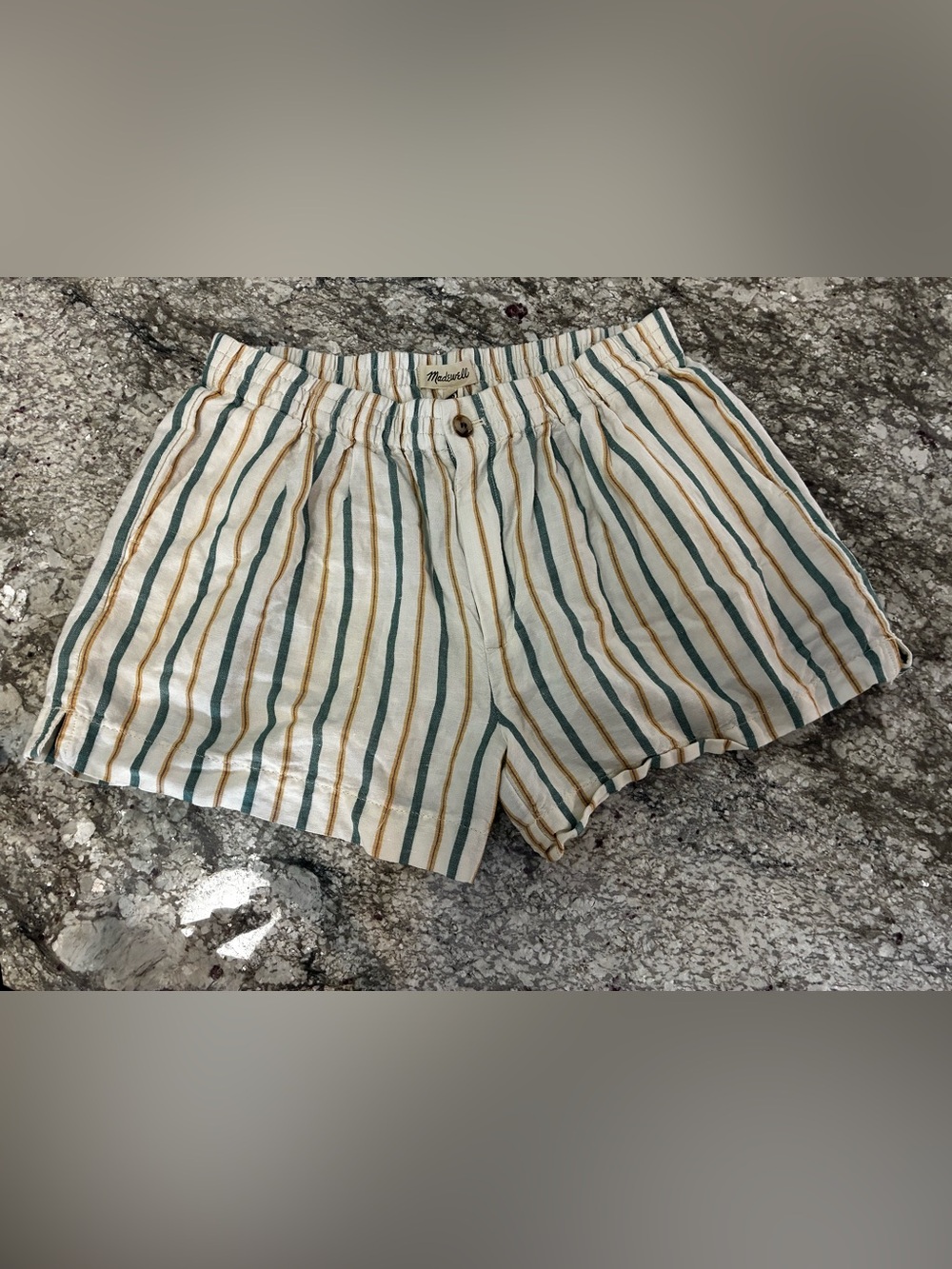 Women’s Madewell Striped Linen-Blend Shorts